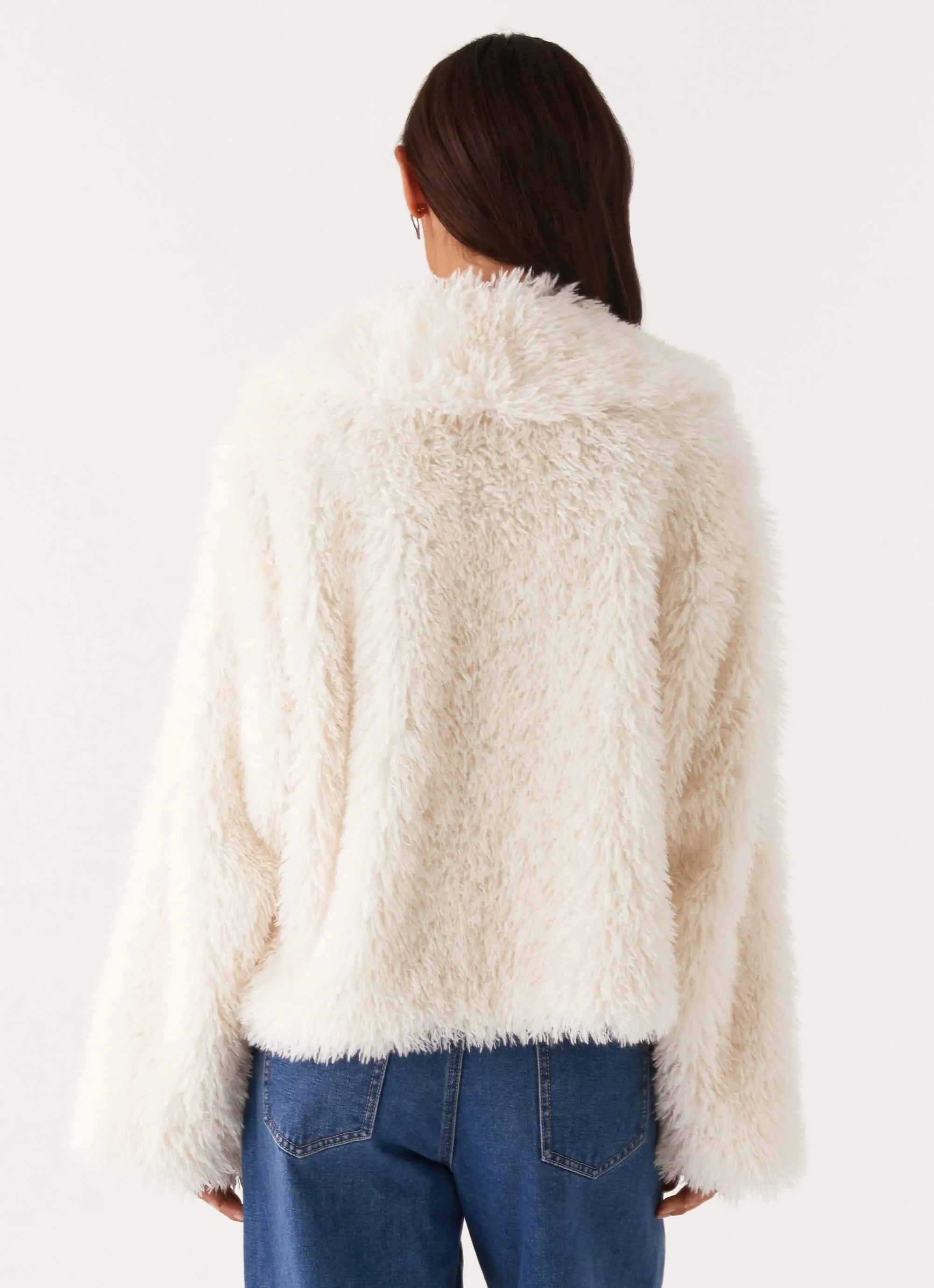 Basic Essential Layer Denver Oversized Fur Jacket - Ivory