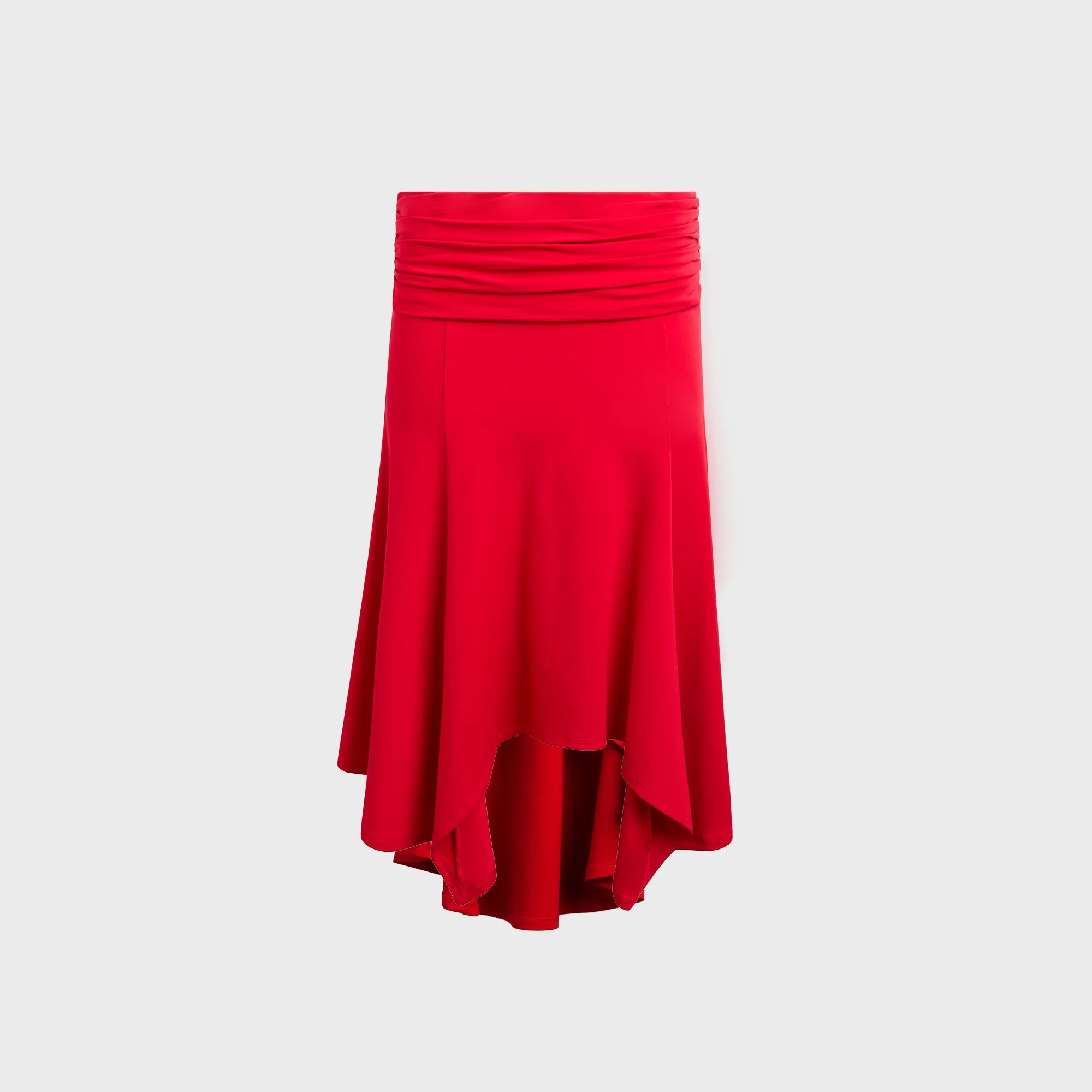 GUIZIO Soffiano Midi Skirt - Red Love Outfit Display Vibrant Touch