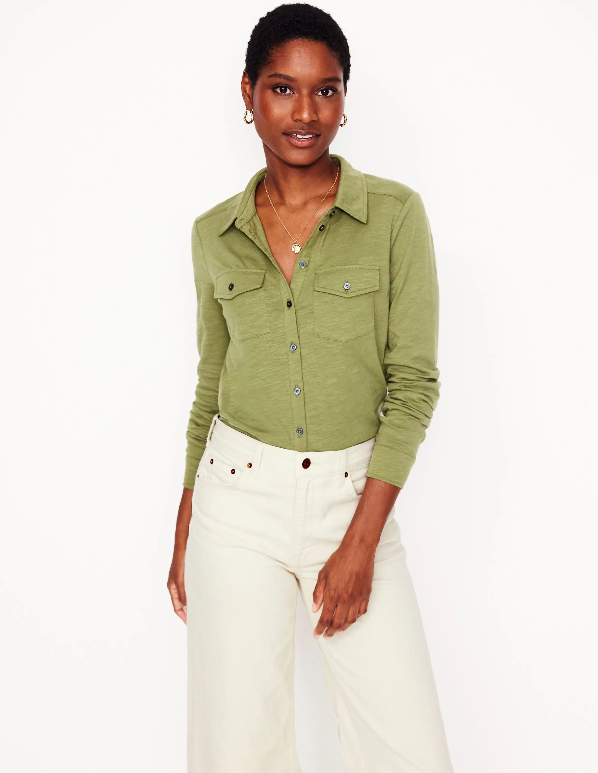 Trendy Fabric Amy Jersey Shirt-Soft Olive