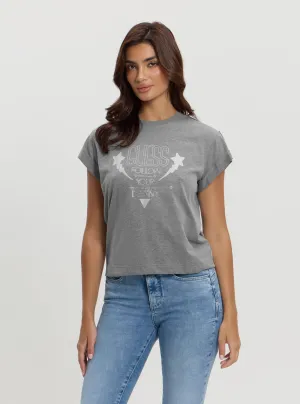 Comfy Vibes Eco Grey Strass T-Shirt