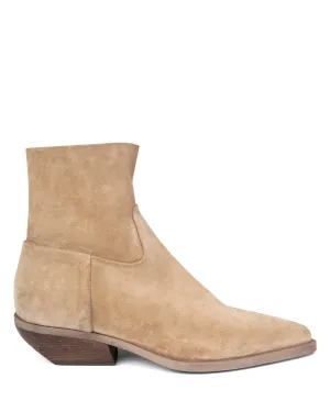 Western Ankle Boot Beige Suede E4519 Smooth Soles Multi Use