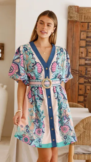 Dali Mini Dress - Island Bloom Pink Photo Glow