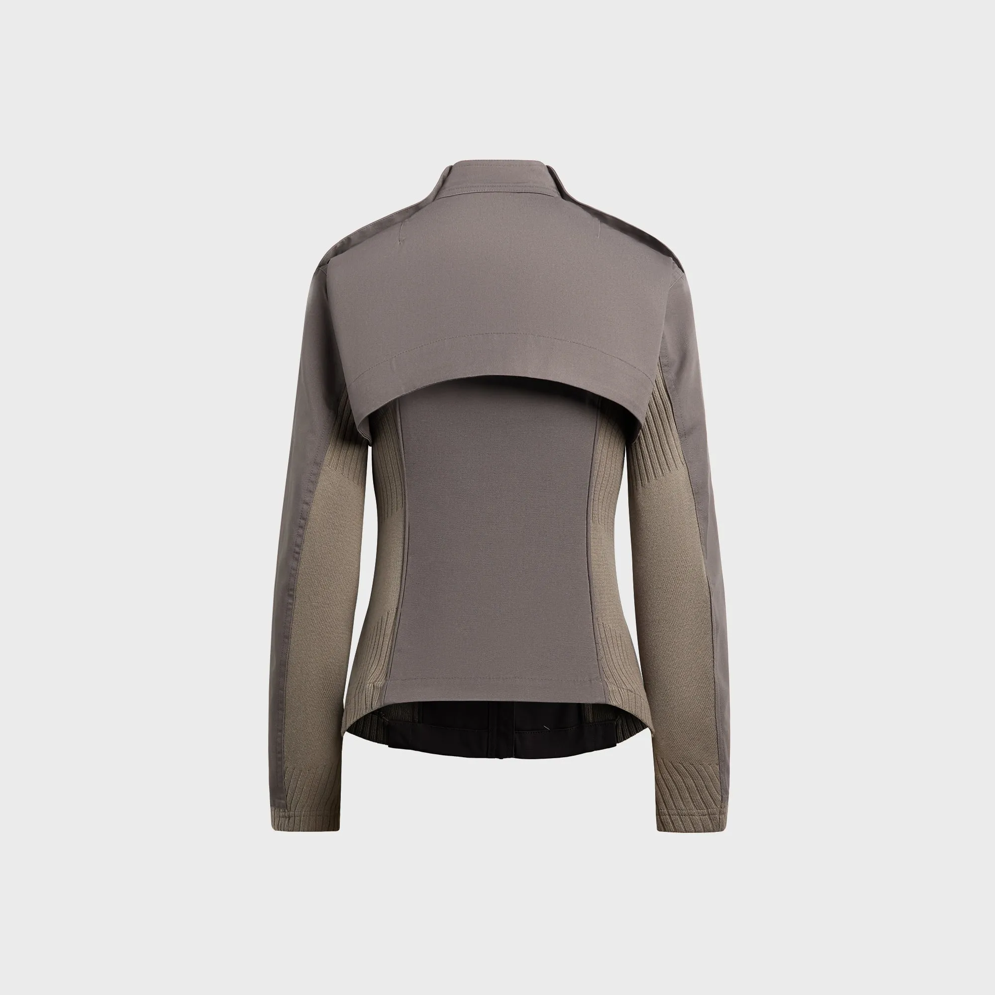 Hyein Seo Double Layer Moto Jacket - Charcoal Runway Inspired HighNeckDesign