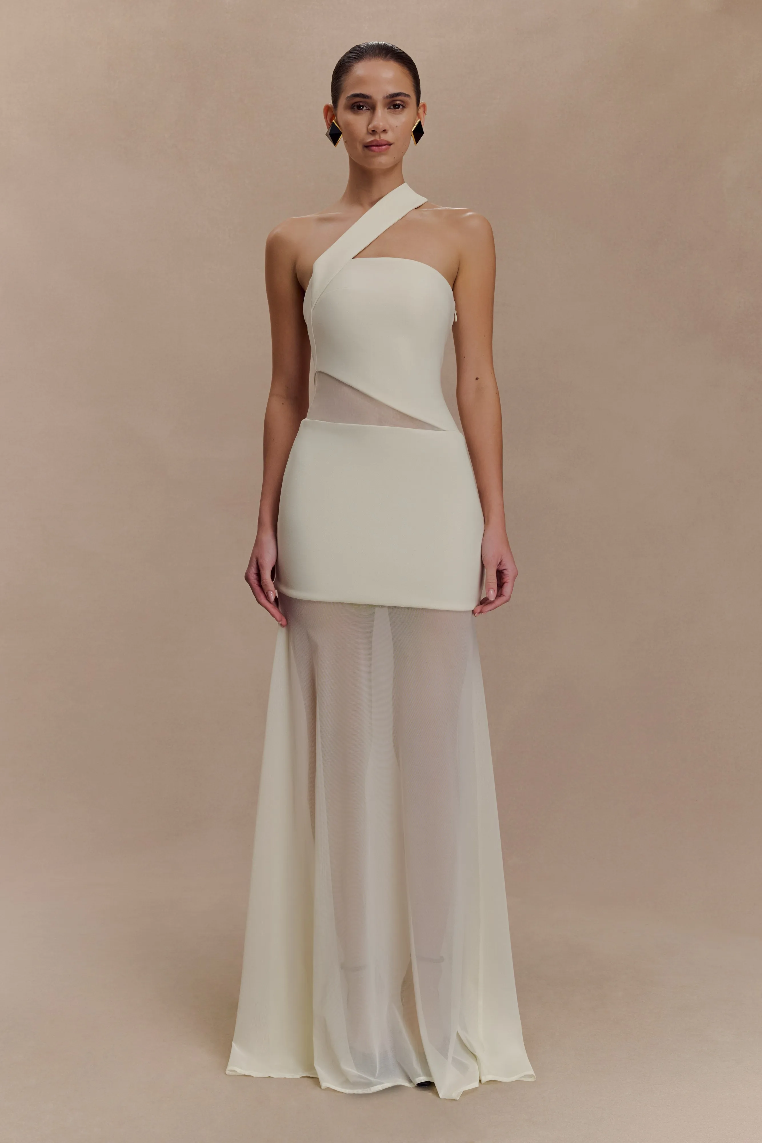 Vashti Cut Out Mesh Maxi Dress - Ivory All Look Subtle Elegance