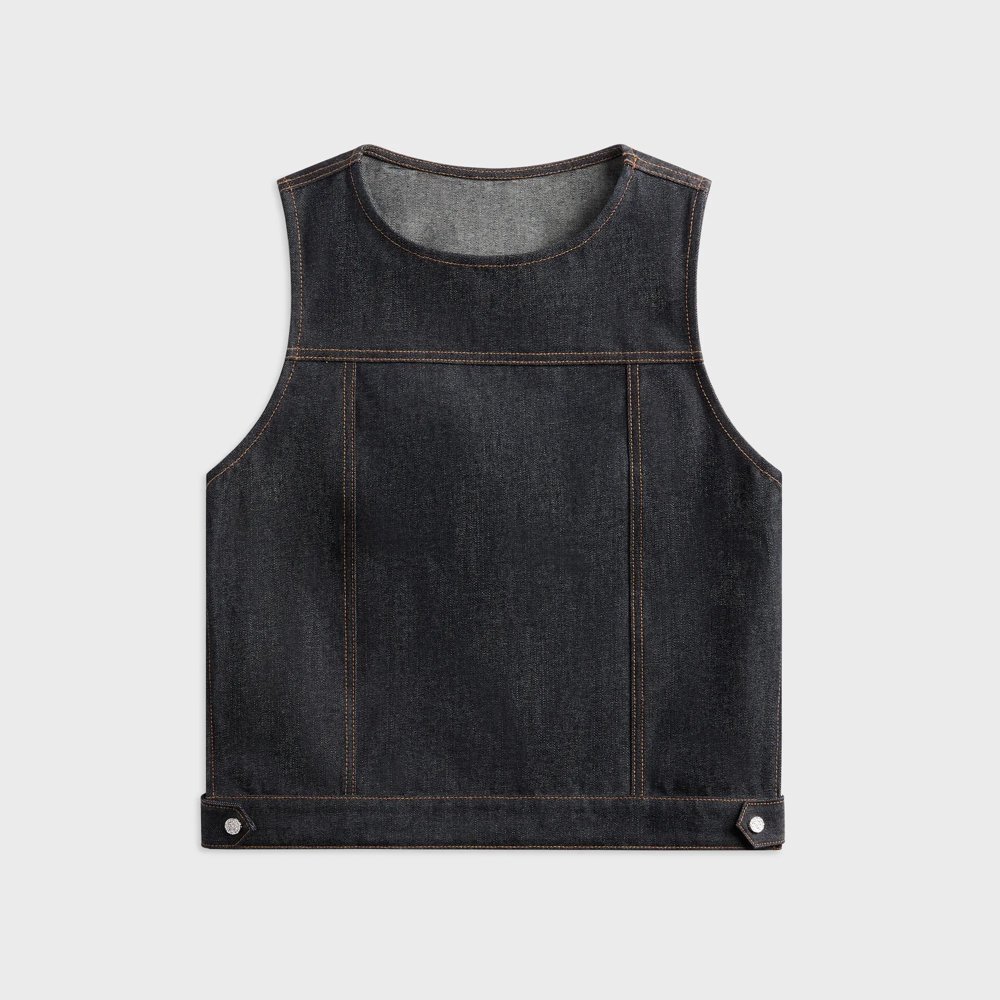 Easy Wear High Collar Style Veneda Carter Boxy Vest - Denim