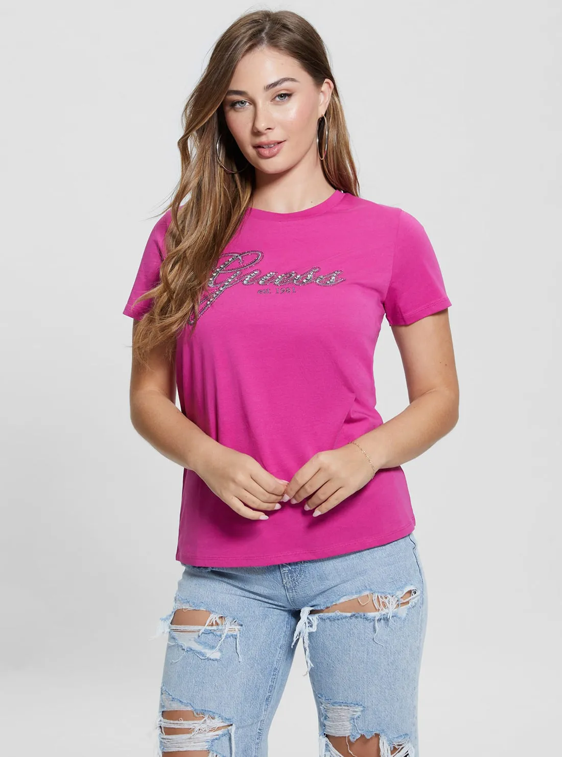 Soft and Light Pink Glam Logo T-Shirt