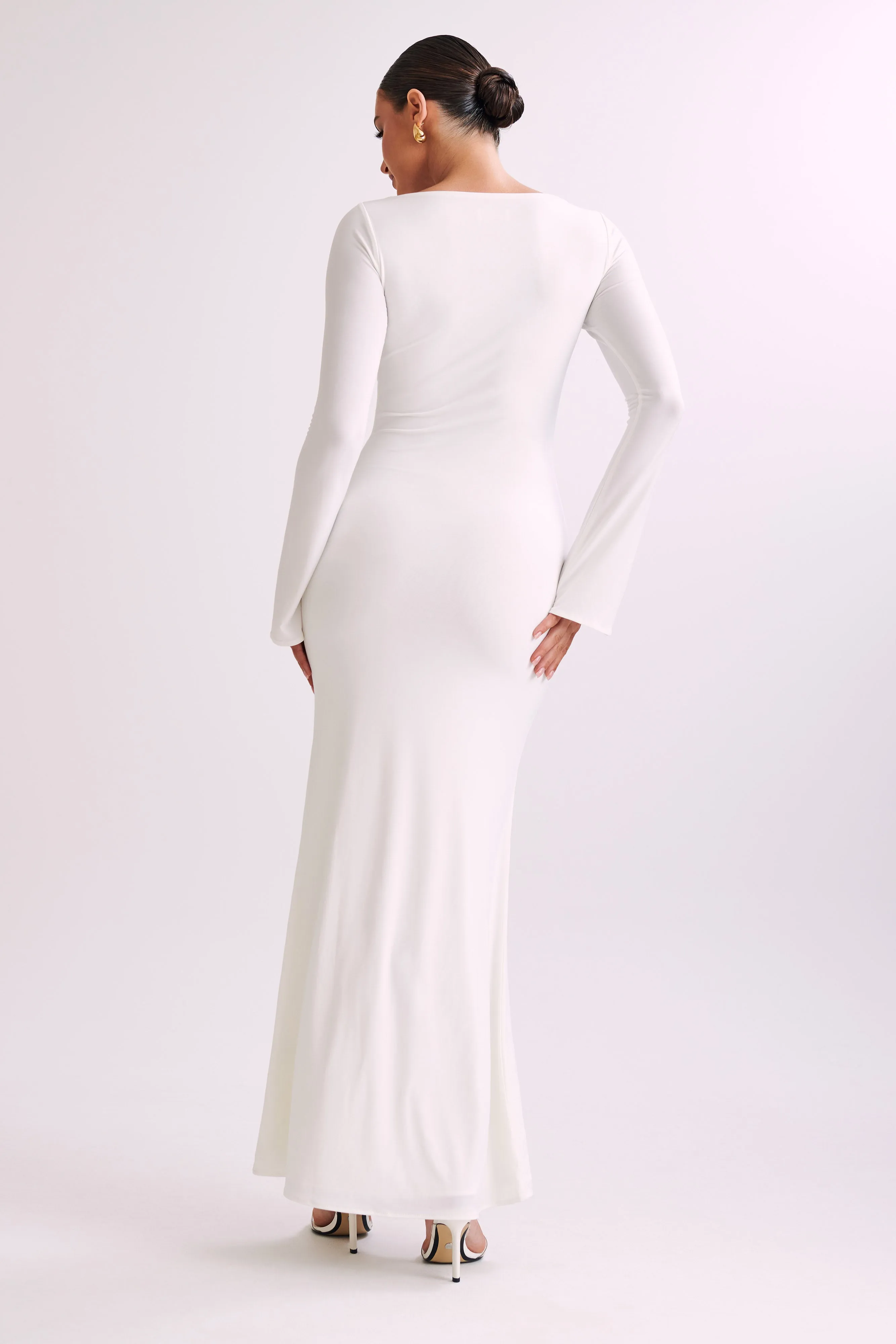 Tarna Slinky Fishtail Maxi Dress - Ivory Smooth-Finish Lunch Date