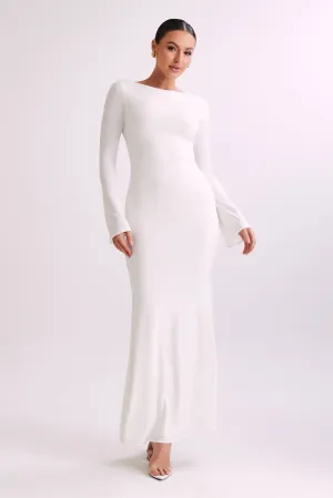 Tarna Slinky Fishtail Maxi Dress - Ivory Detachable-Detail