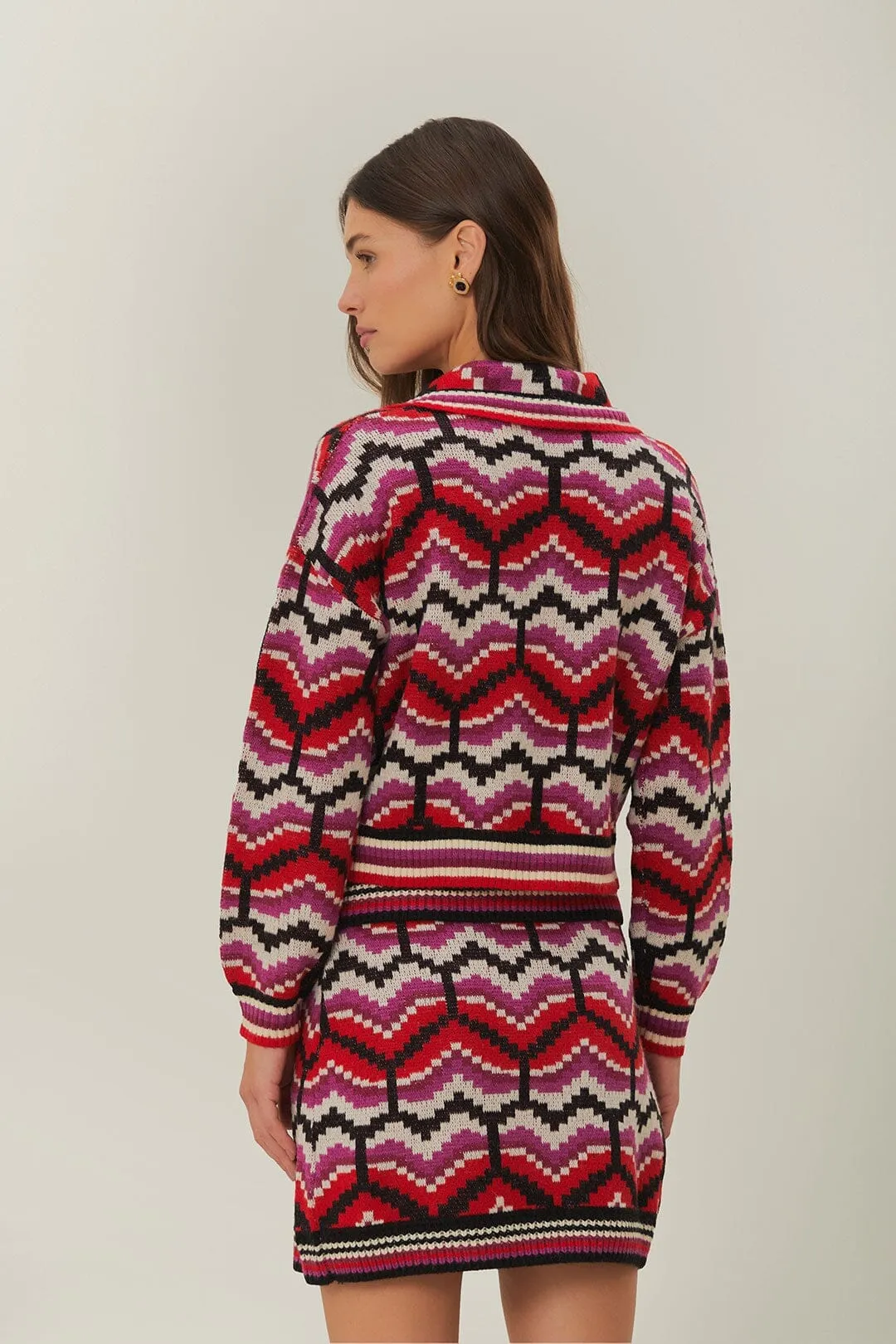 Multicolor Ombre Hearts Knit Skirt Neat Finish Plus size option