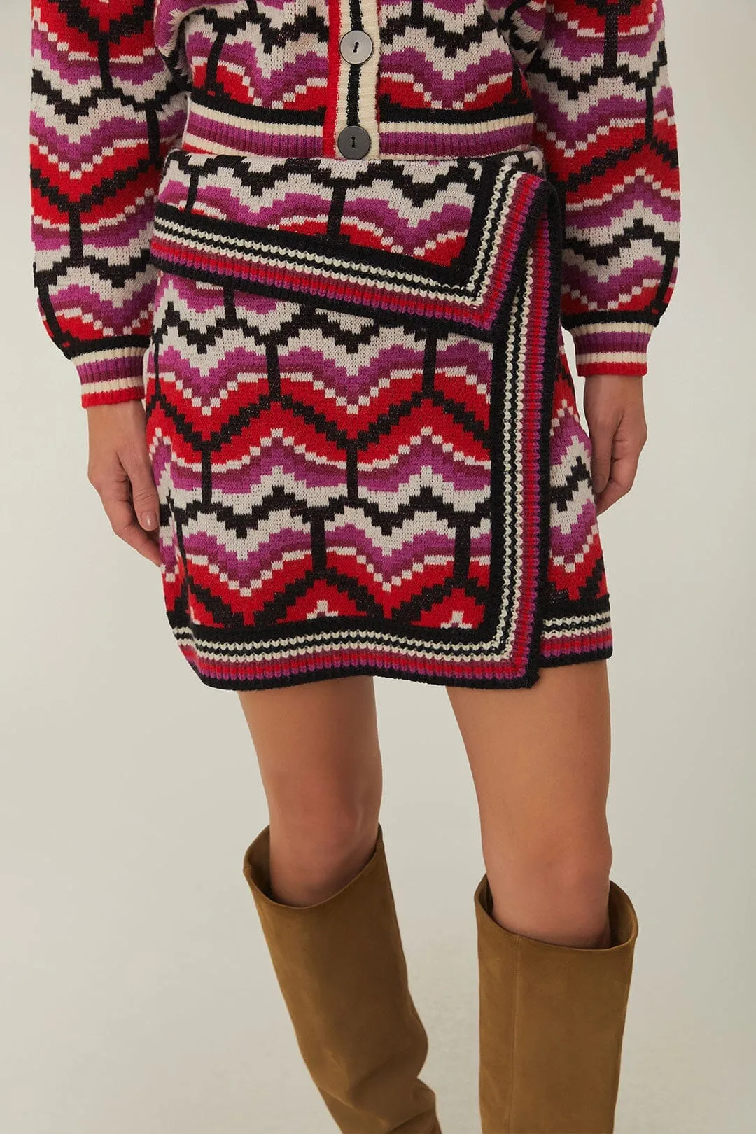 Multicolor Ombre Hearts Knit Skirt A line Ethically Made