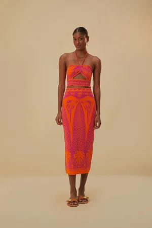 Rolled Hem Pink Macaw Elegance Knit Skirt