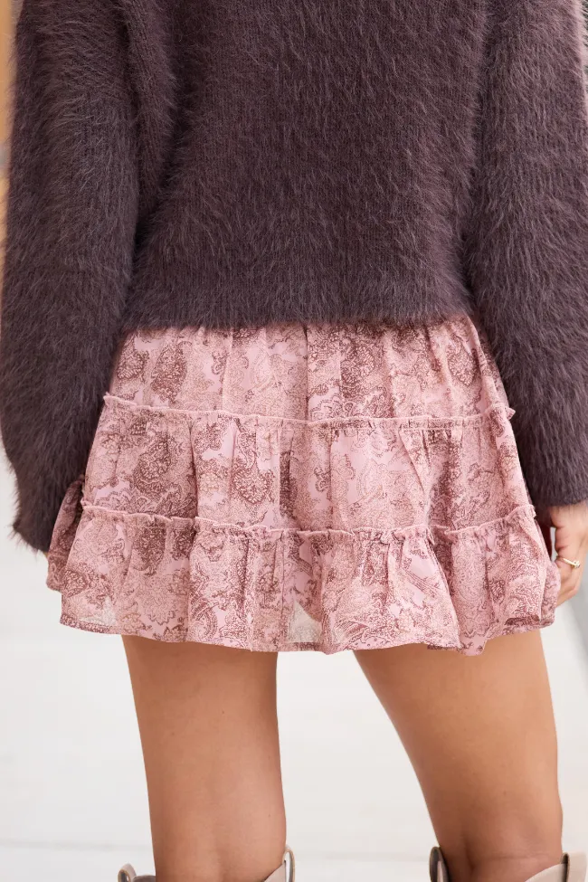 Chill Mood All Occasion Through the Garden Dusty Pink Print Skort
