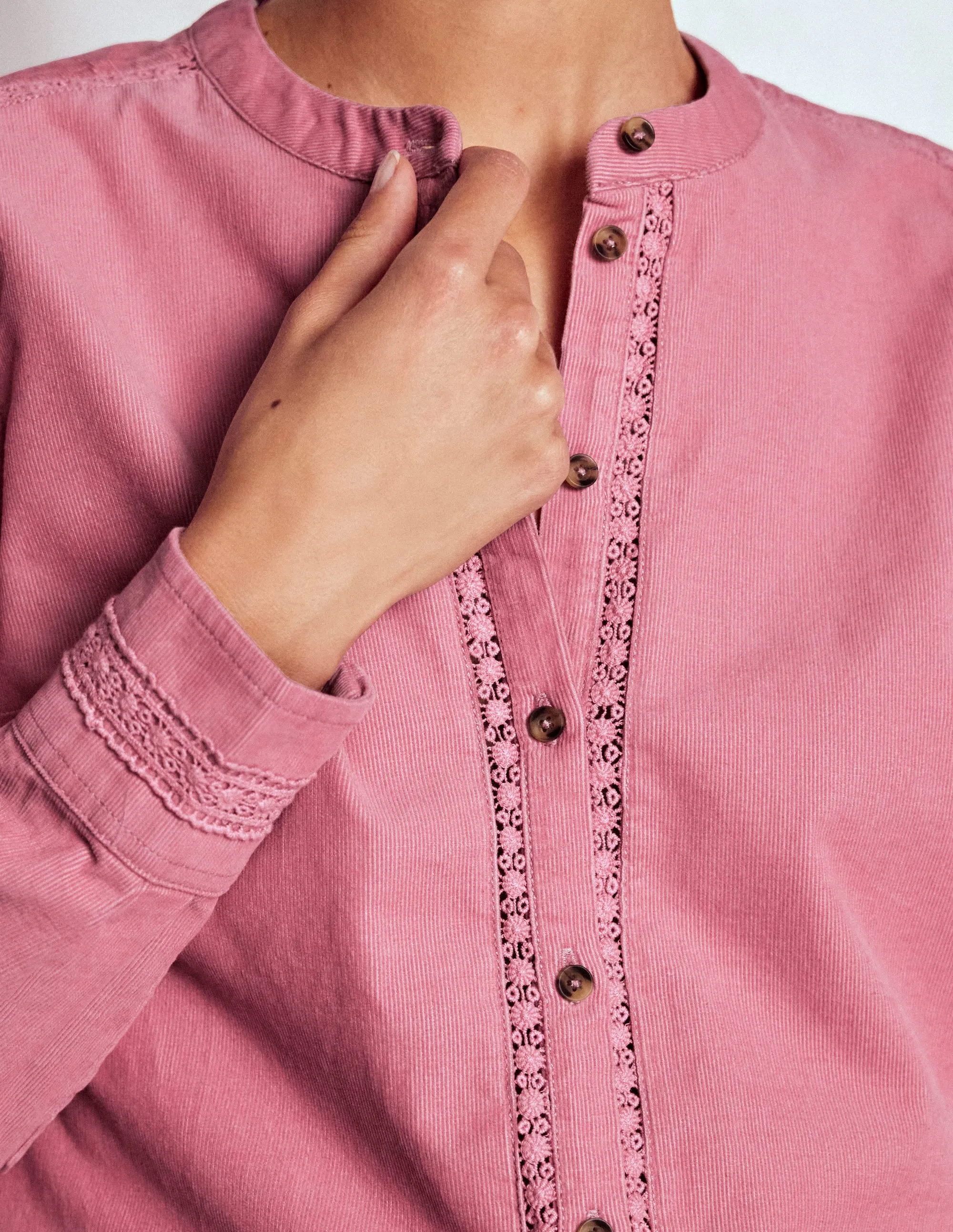 Victoria Cord Shirt-Blushing Rose Formal Elegance Microfiber Blend