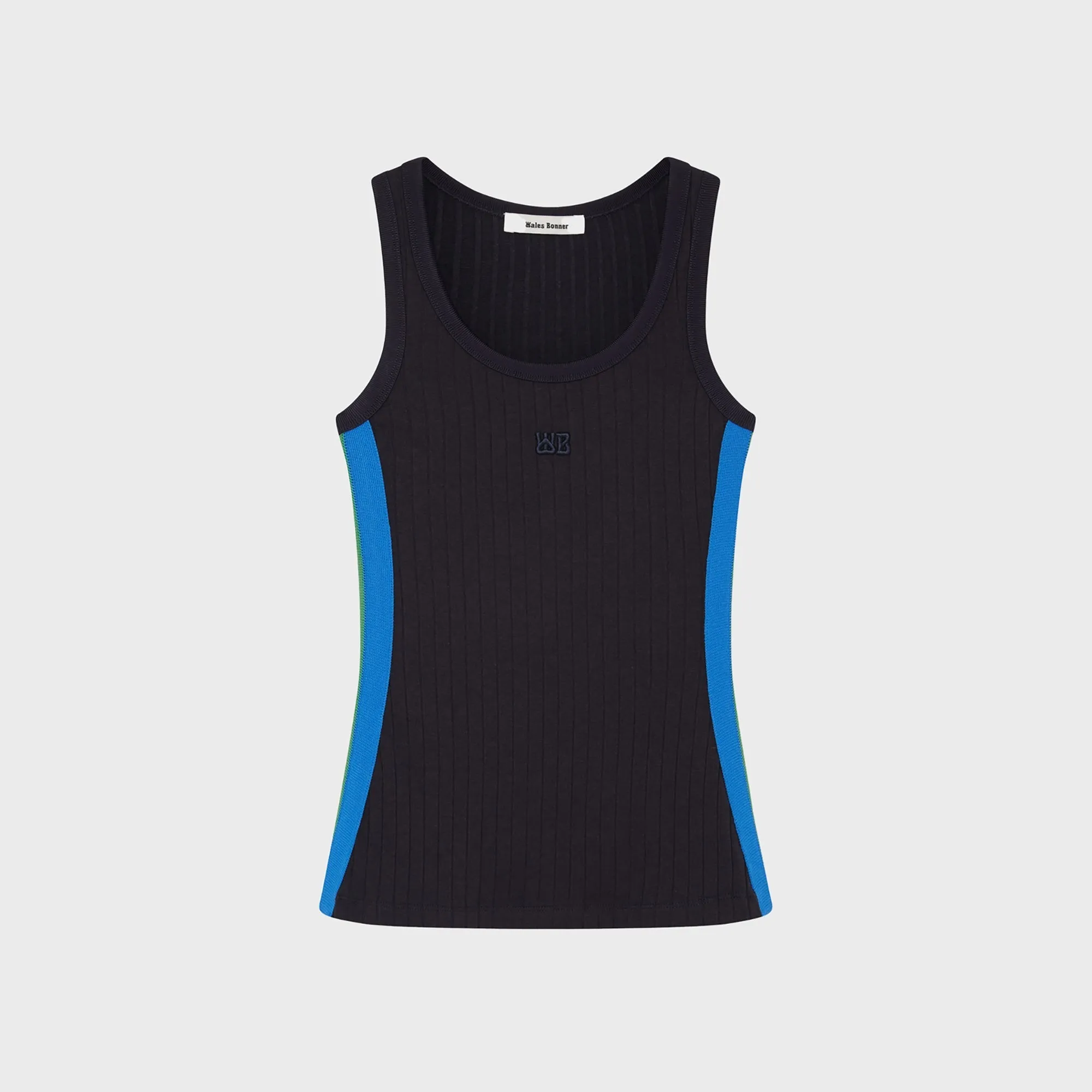 Wales Bonner Spaced Rib Jersey Aria Vest - Navy Laser Cut Vents