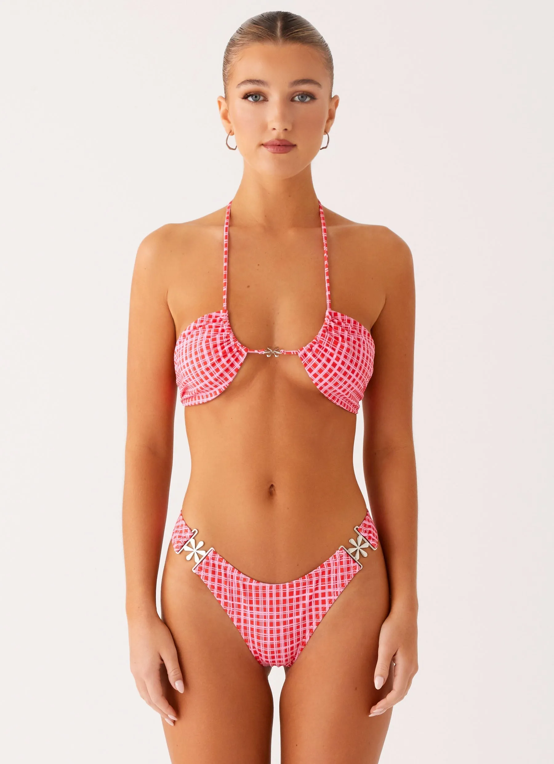 Relaxation time Saint Lucia Bikini Top - Pink Check
