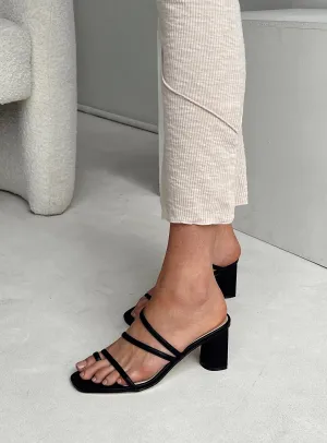 The Rhea Heels Black Statement Color Chunky Heel