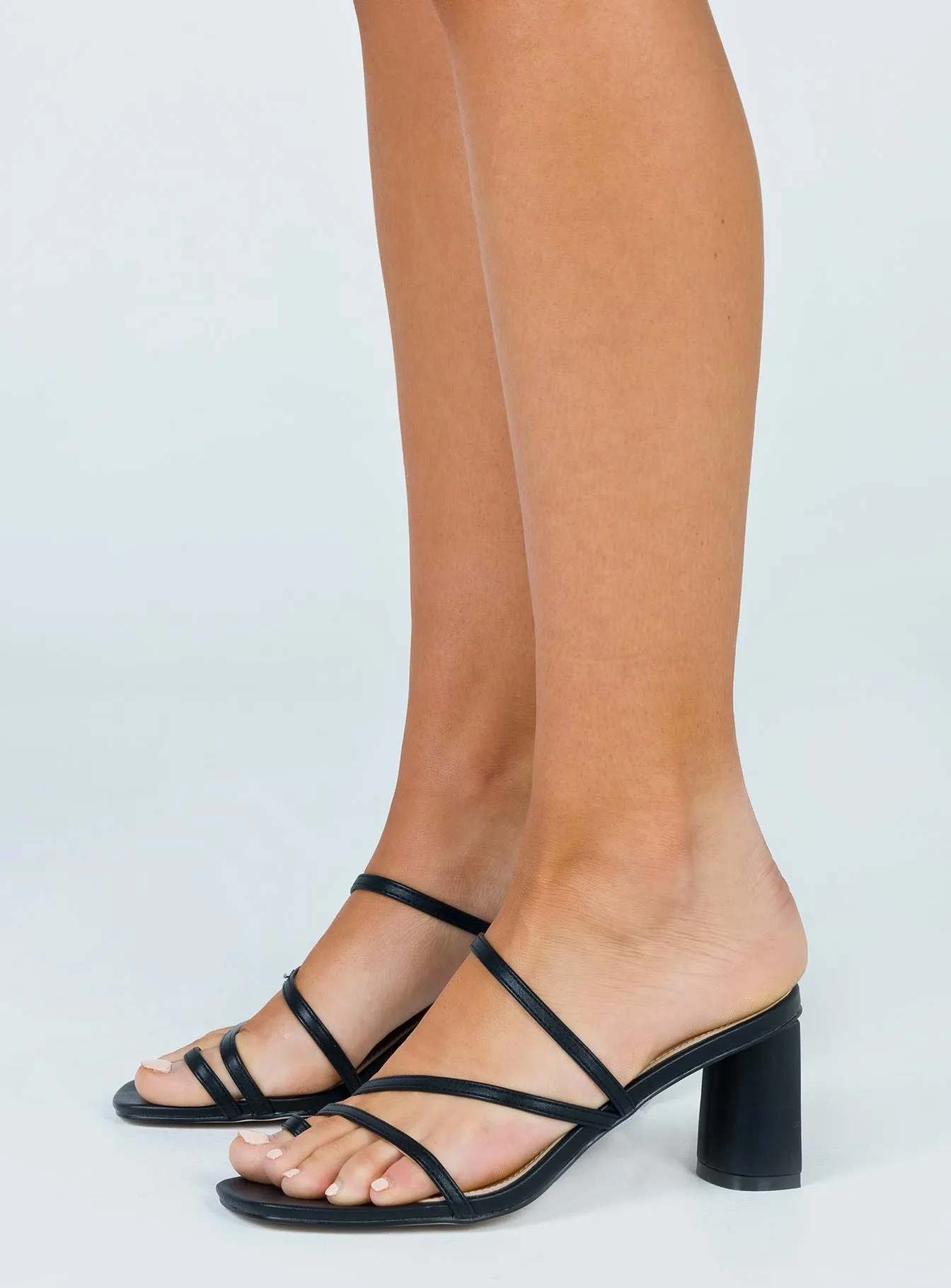 The Rhea Heels Black Classic Sandals Elastic Strap