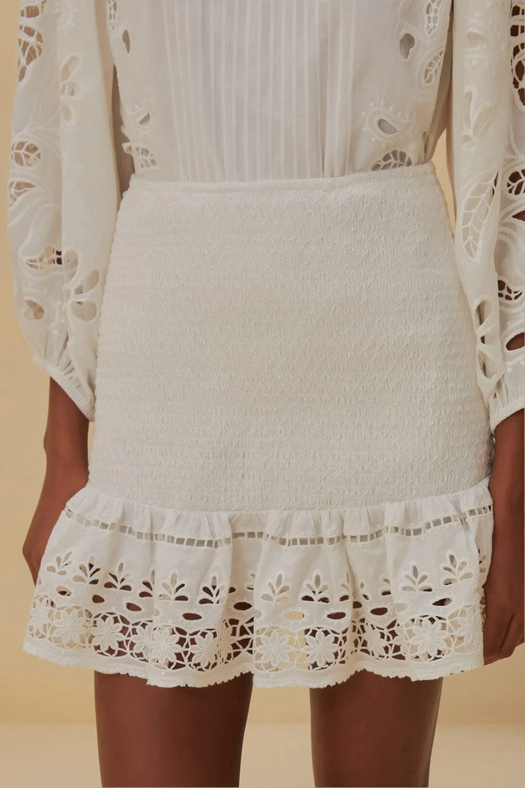 White Richelieu Mini Skirt Spring Must Have