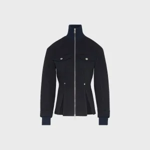 Weatherproof Barrier Hooded style Jean Paul Gaultier Overdyed Fitted Denim Jacket with Ribbed Cuff and Collar - Navy