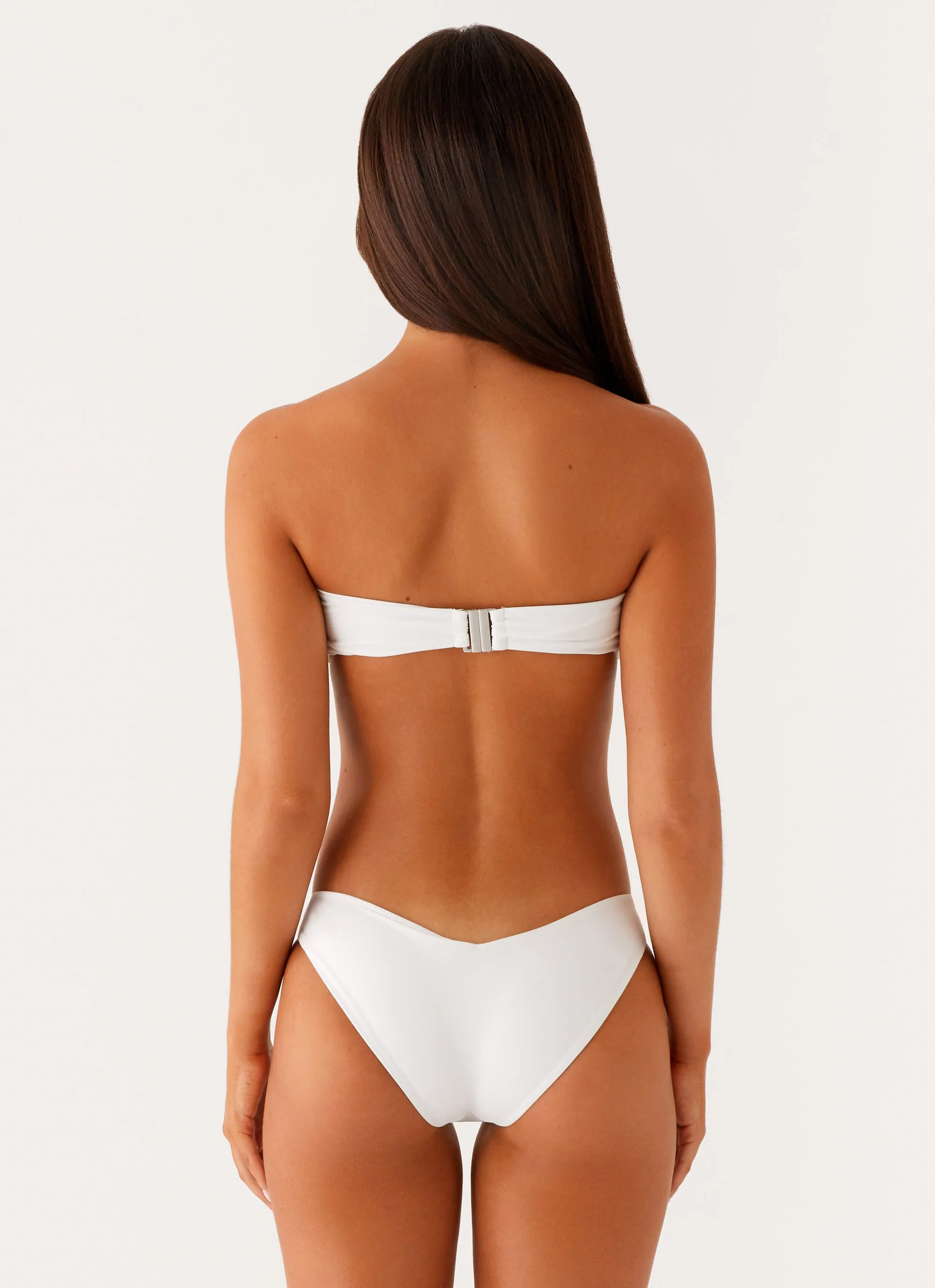 Delta Bikini Bottoms - White High Waisted Cut