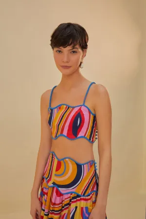 New Day Strong Edge Multicolor Waves Crop Top