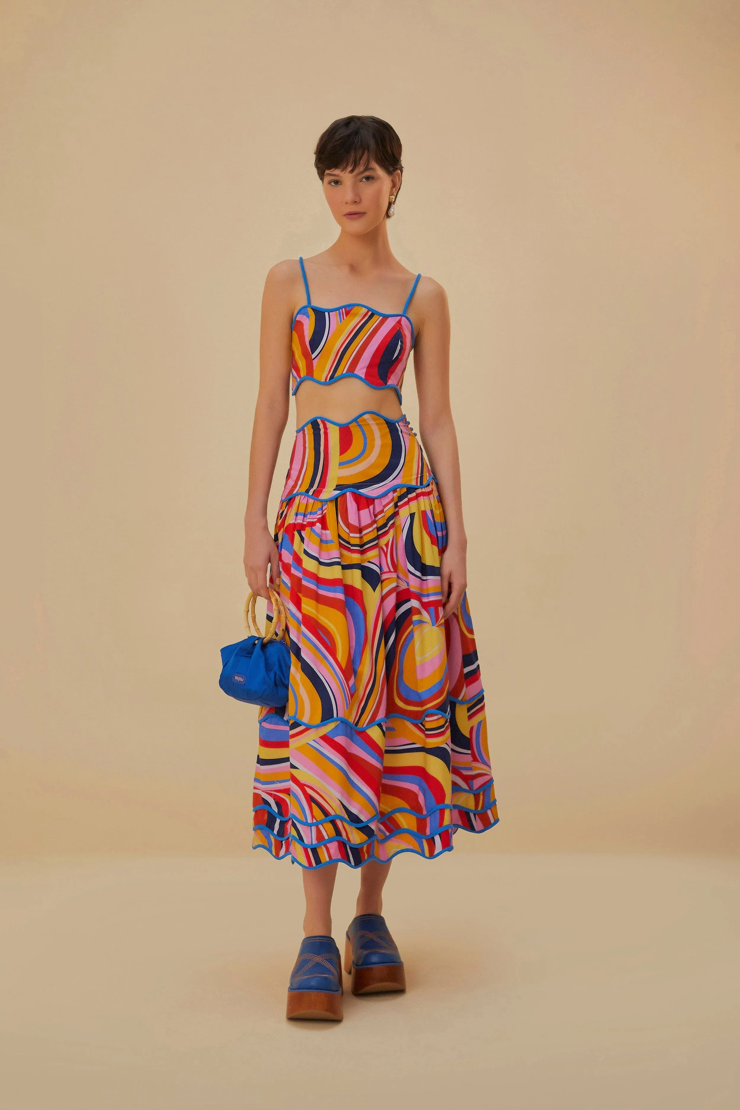 EcoDyeProcess LayeredConstruction Multicolor Waves Crop Top