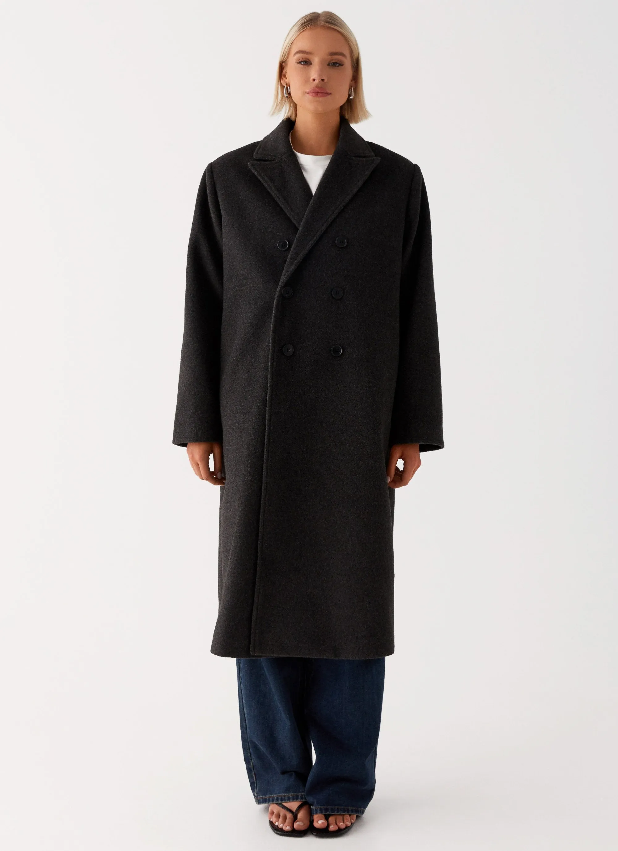 Ventilation Vents All Season Adaptability Gianni Double Breast Coat - Charcoal