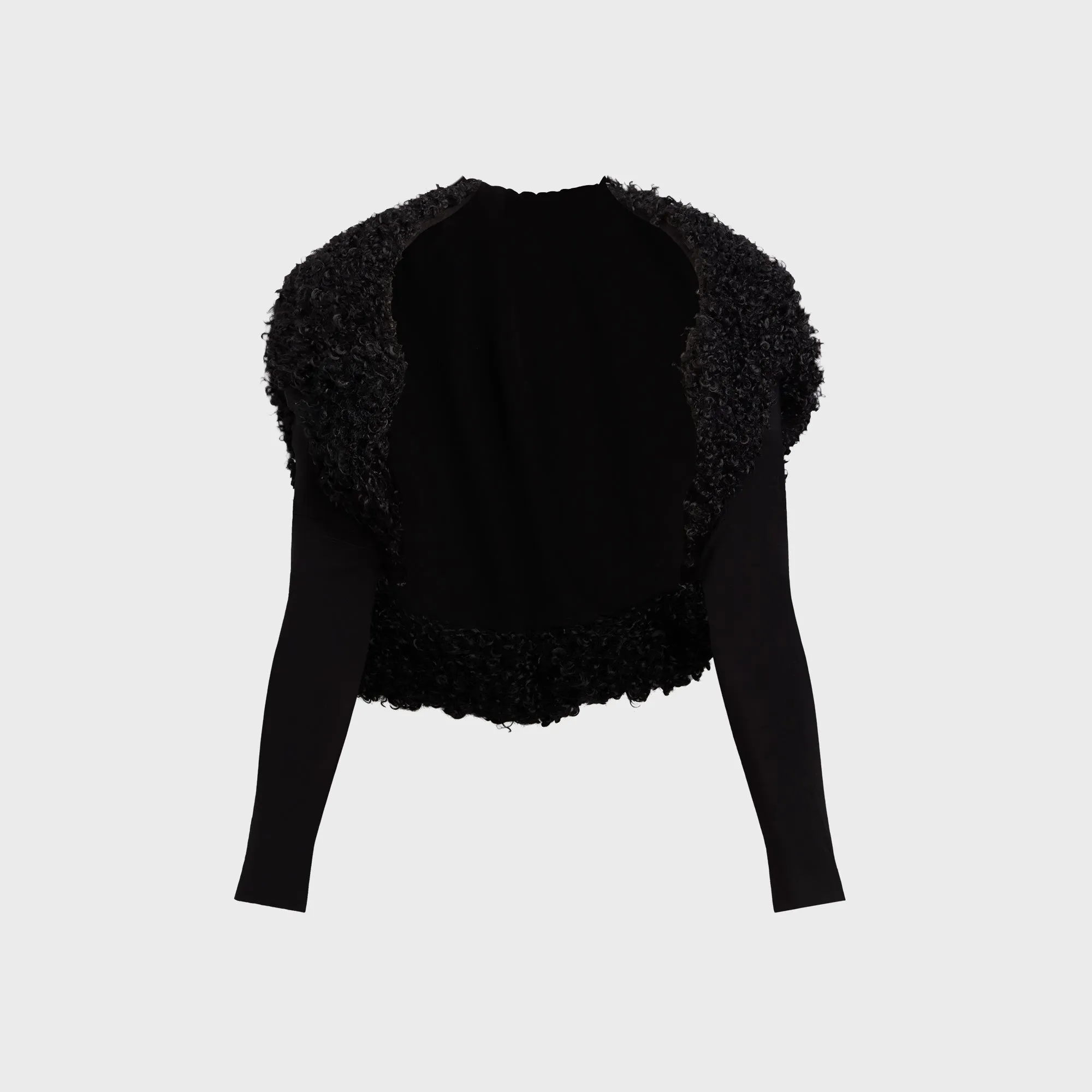 Reinforced Elbow Padding SoftshellTexture Norma Kamali Long Sleeve Shruggie - Black