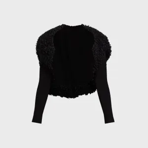 Norma Kamali Long Sleeve Shruggie - Black Water Repellent Coating Heat Trapping Layer