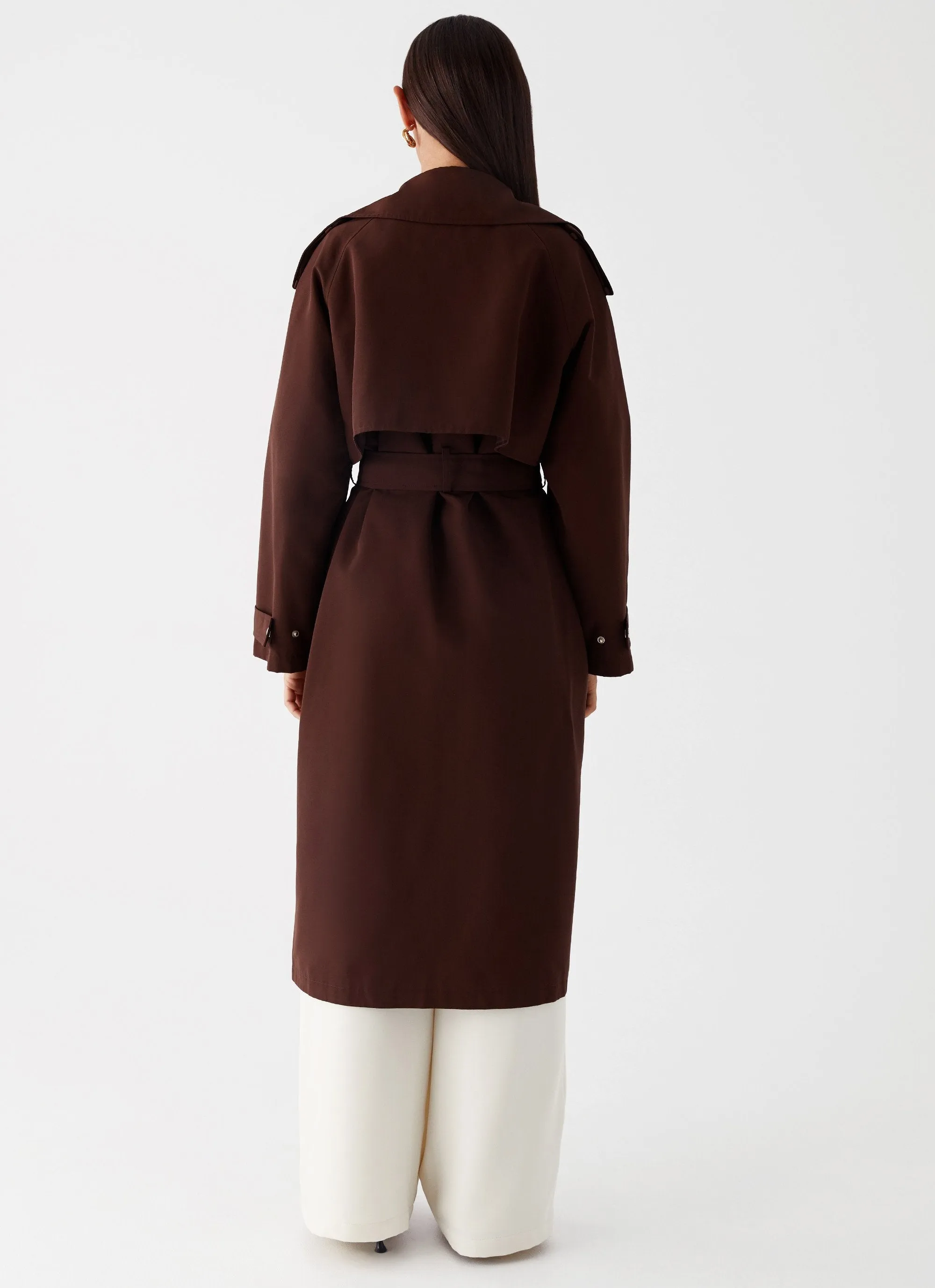 Soft Texture Rent Free Trench Coat - Chocolate