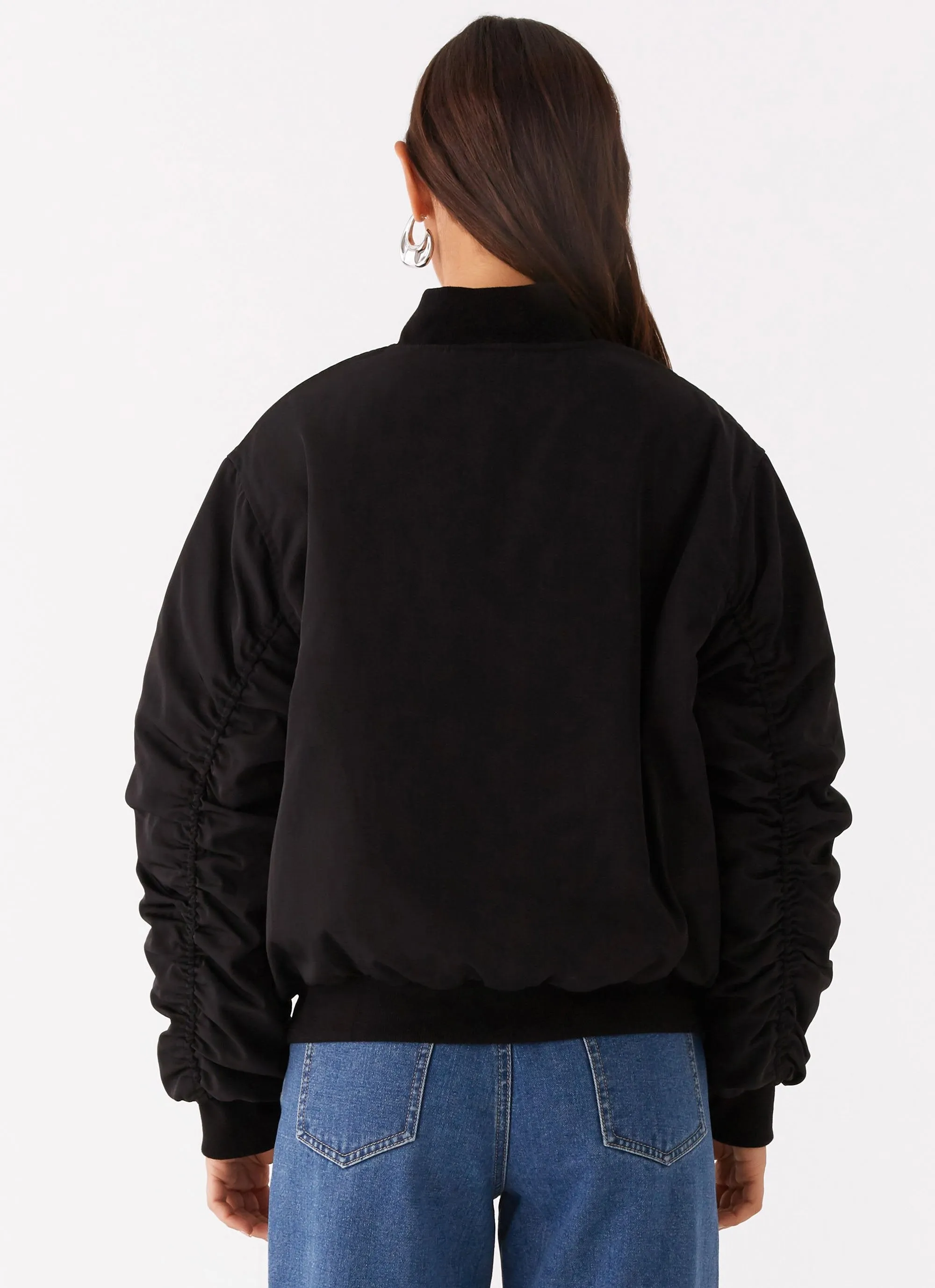 Fray Resistant Edges City Wear Webster Bomber Jacket - Black