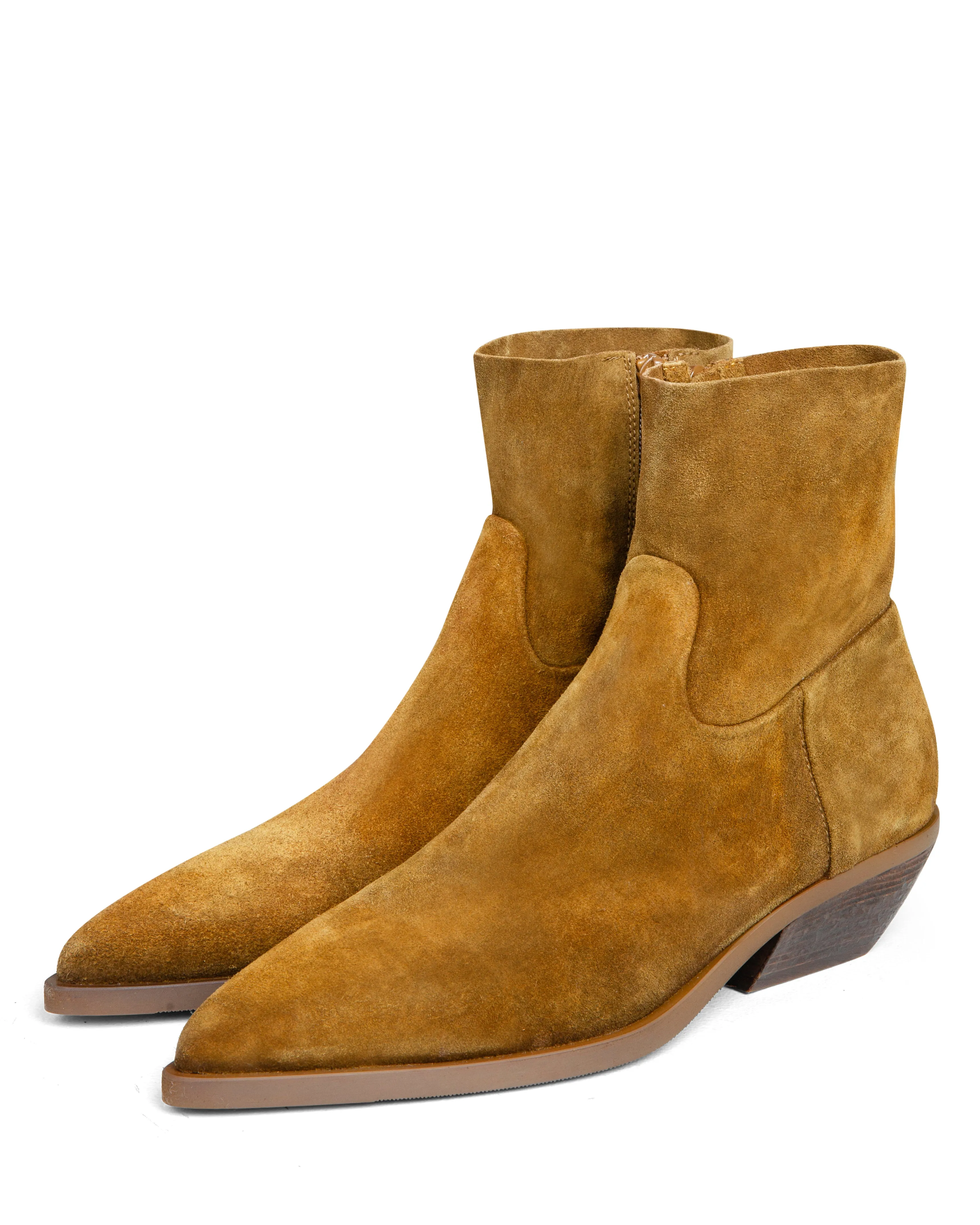 Western Ankle Boot Tan Suede E4519 Comfort Grip