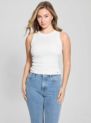 White Alexia Sequins Tank Top Easy-to-Match Street Smart