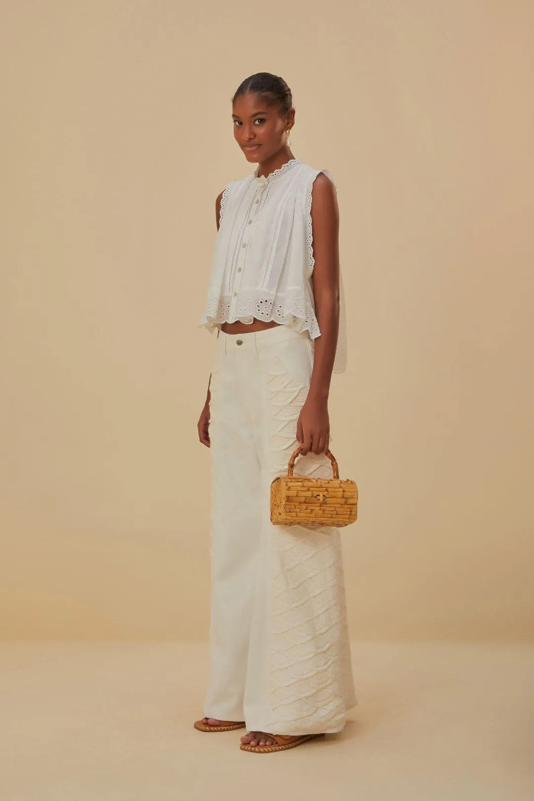 White Crochet Pants Quick-Dry Fabric