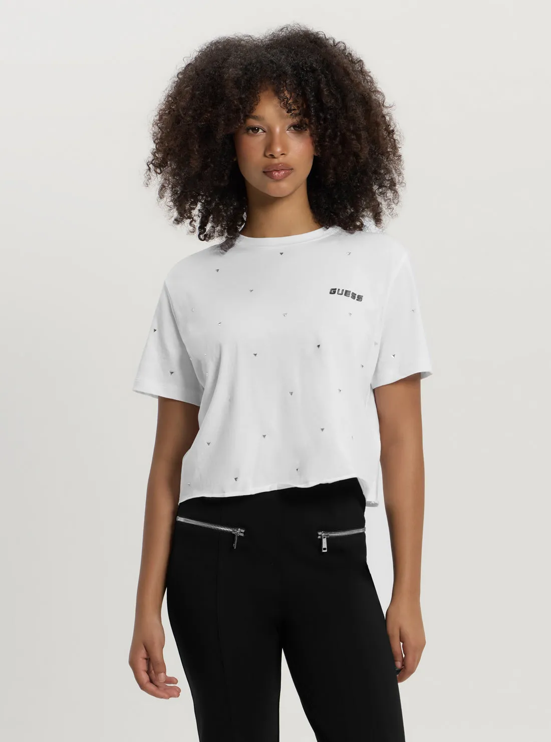 White Skylar Crop T-Shirt Feminine Appeal Stylish Comfort