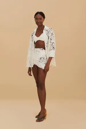 White Sun Eyelet Wrap Mini Skirt Classic Touch Durable Stitching