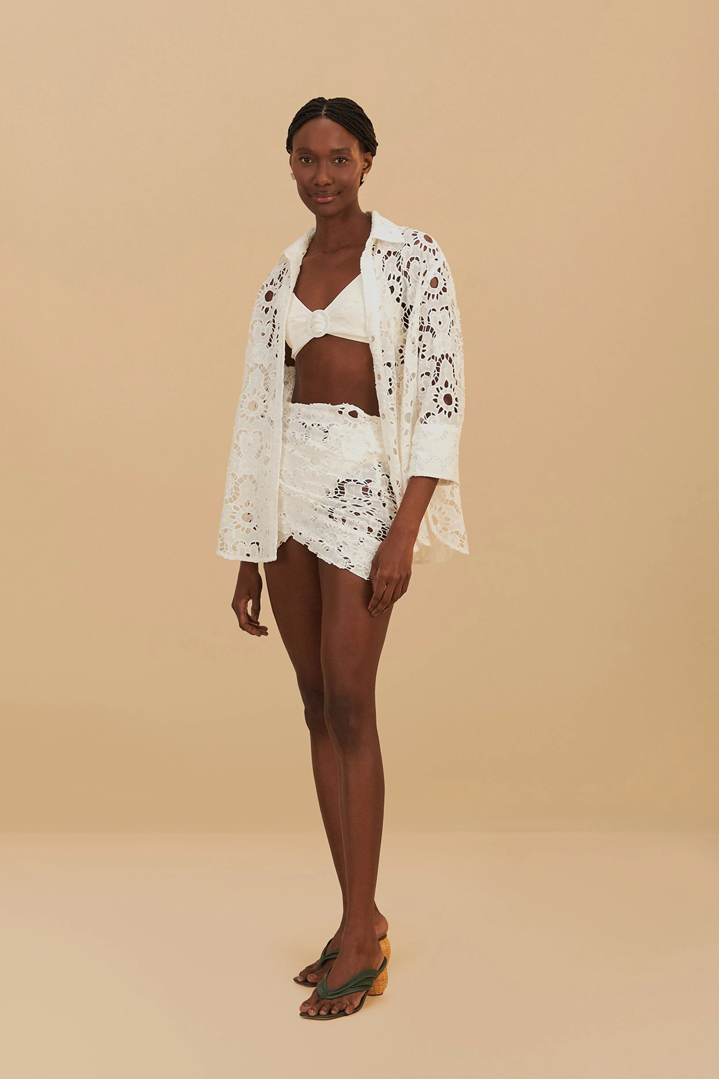 White Sun Eyelet Wrap Mini Skirt Clean Aesthetic Quick Fit