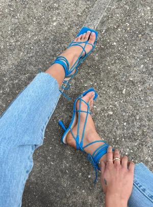Silva Strappy Heels Blue Cute Heels Glam Heeled Sandals