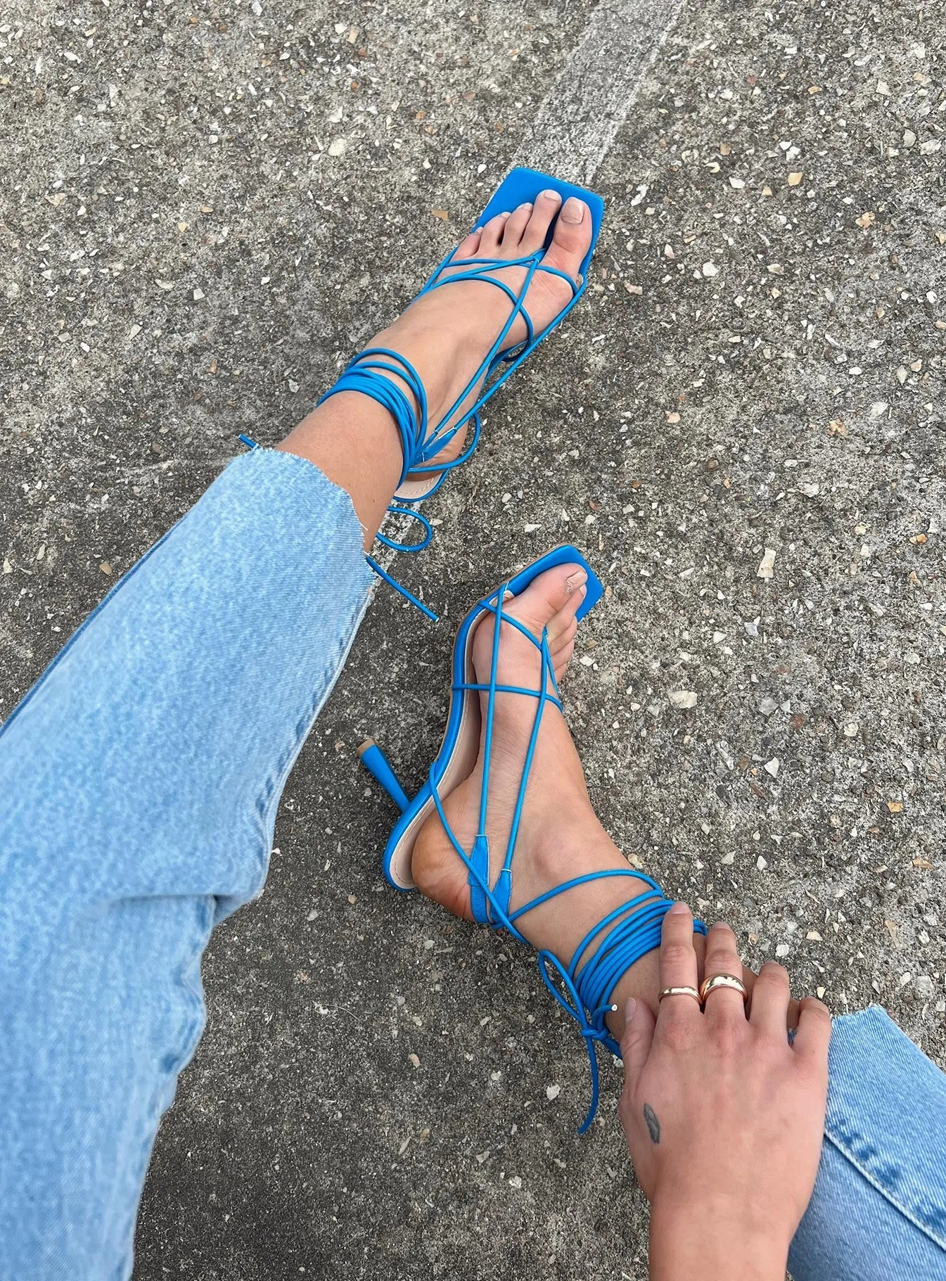 Silva Strappy Heels Blue Cute Heels Glam Heeled Sandals