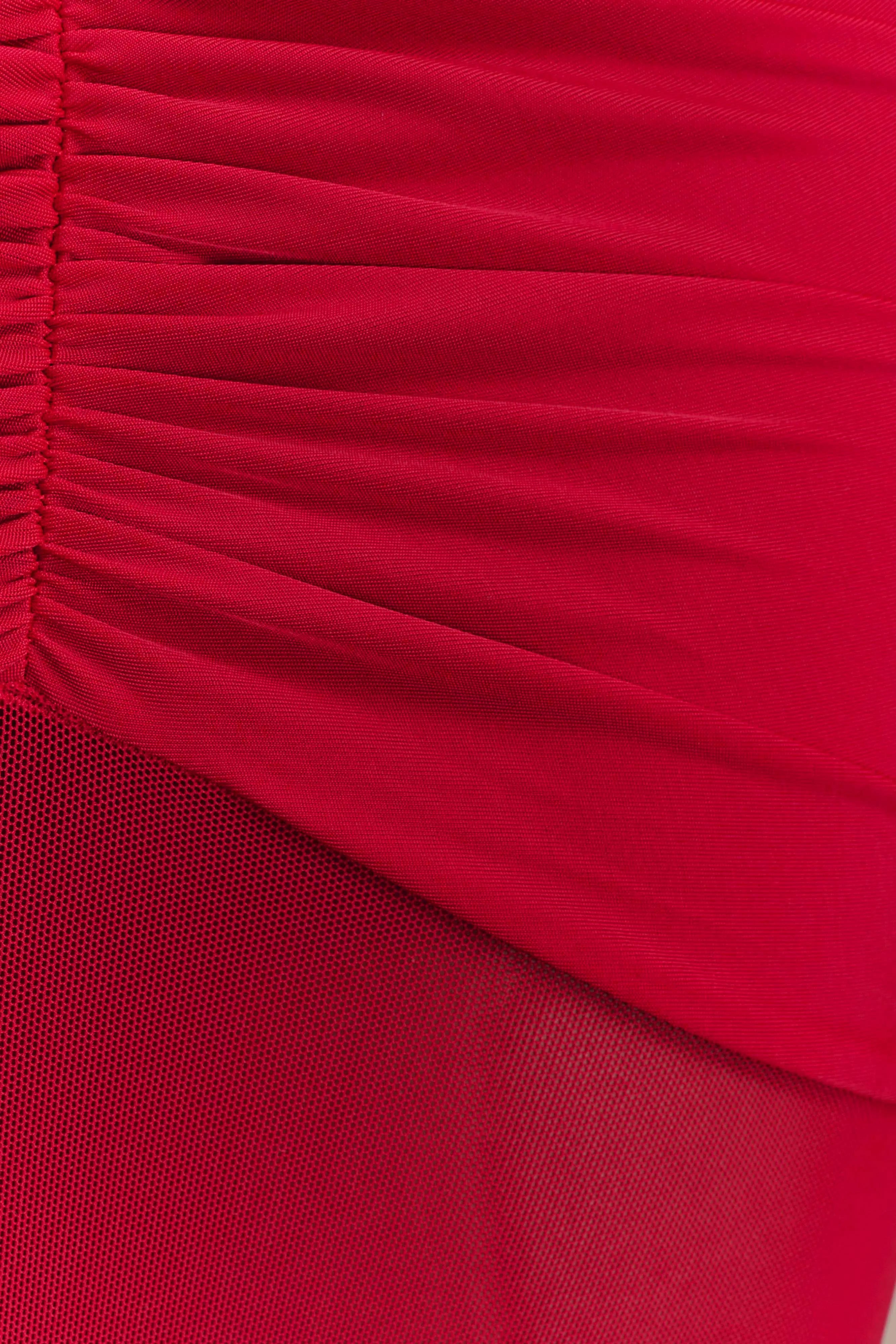 Delaney Slinky And Mesh Maxi Dress - Red Street Flex