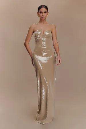 Winston Strapless Sequin Maxi Dress - Taupe Dressy Yet Comfortable