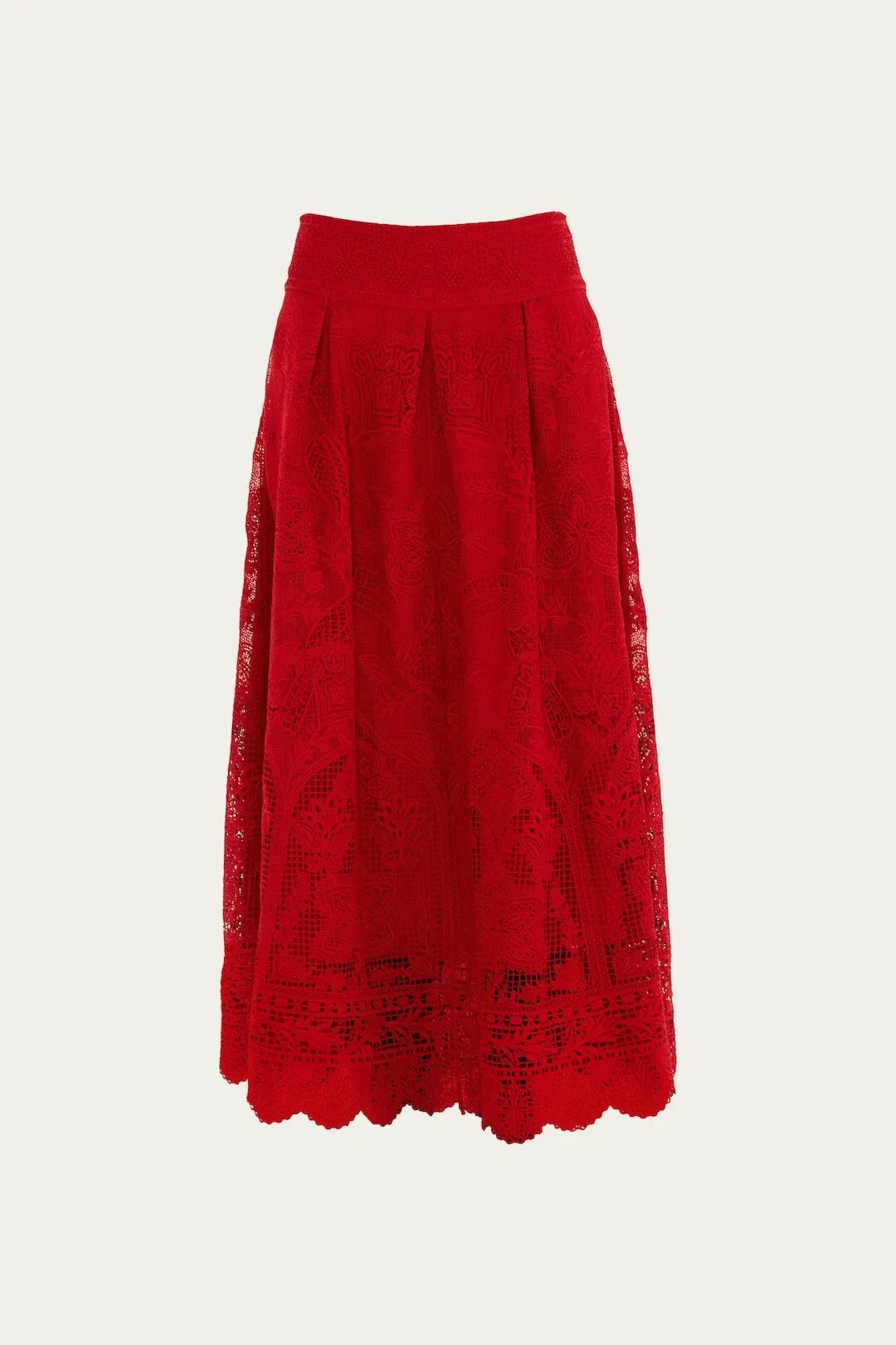 Red Guipure Boho Garden Skirt Smart Look Durable Stitching