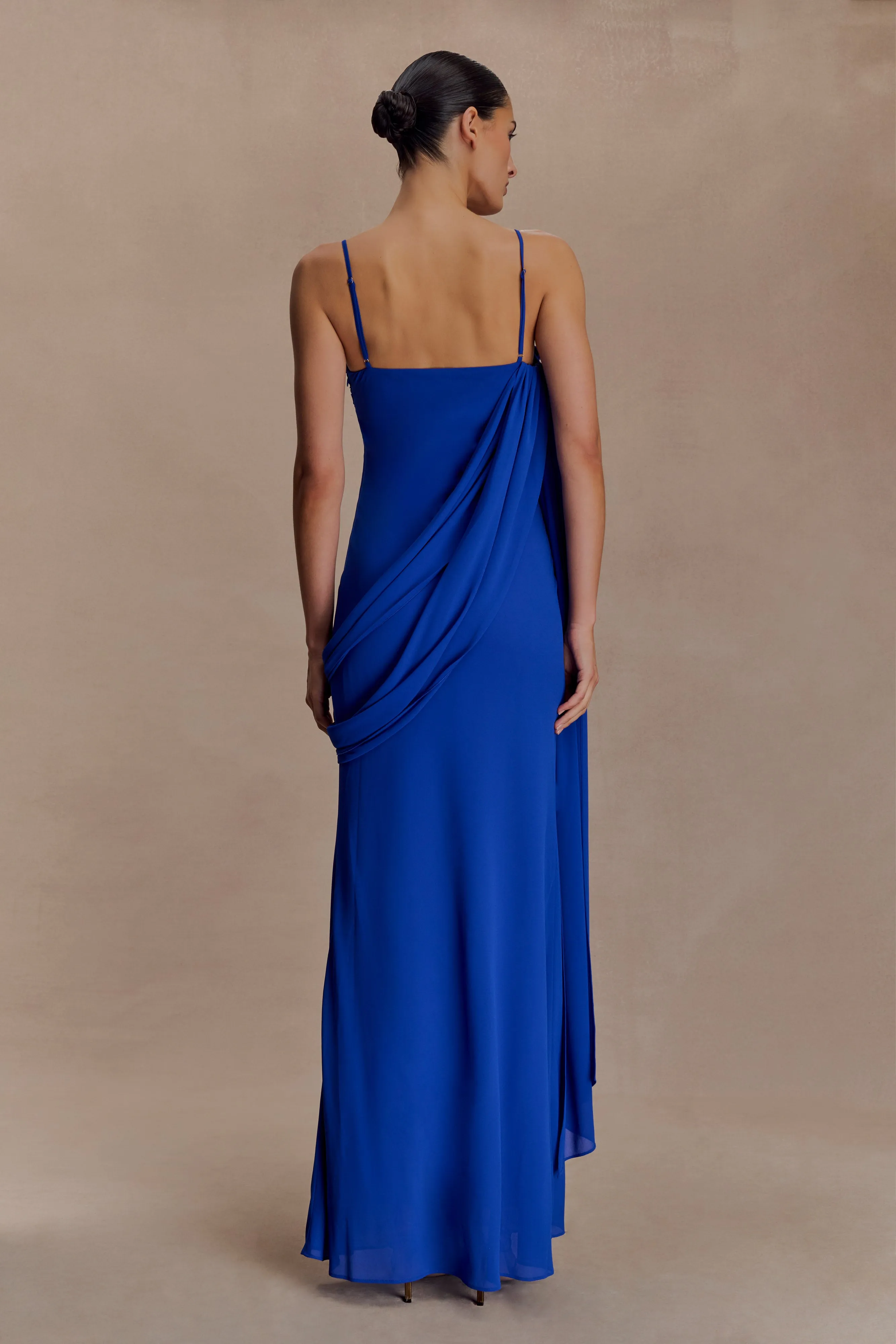 Leena Chiffon Maxi Dress - Cobalt Relaxed Finish Poised Vibe