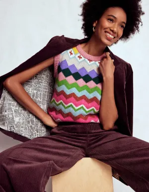 Eleanor Fair Isle Tank-Pink Heritage Fair Isle Reinforced Stress Points