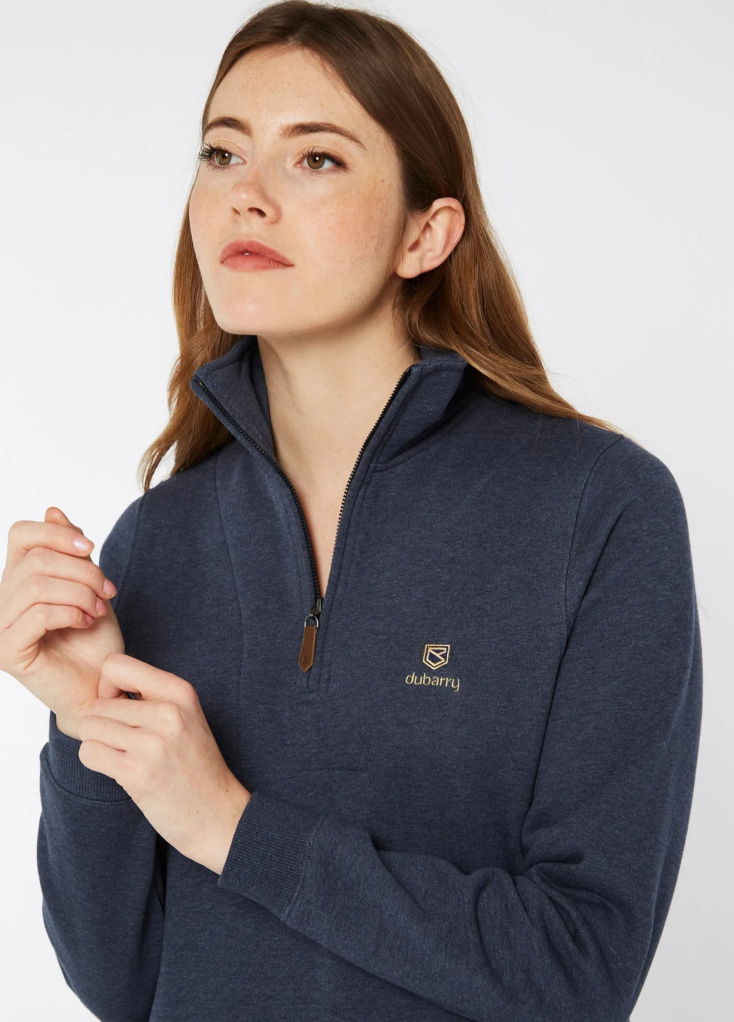 Castlemartyr Women's Quarter Zip Sweatshirt - Denim Tagless Design