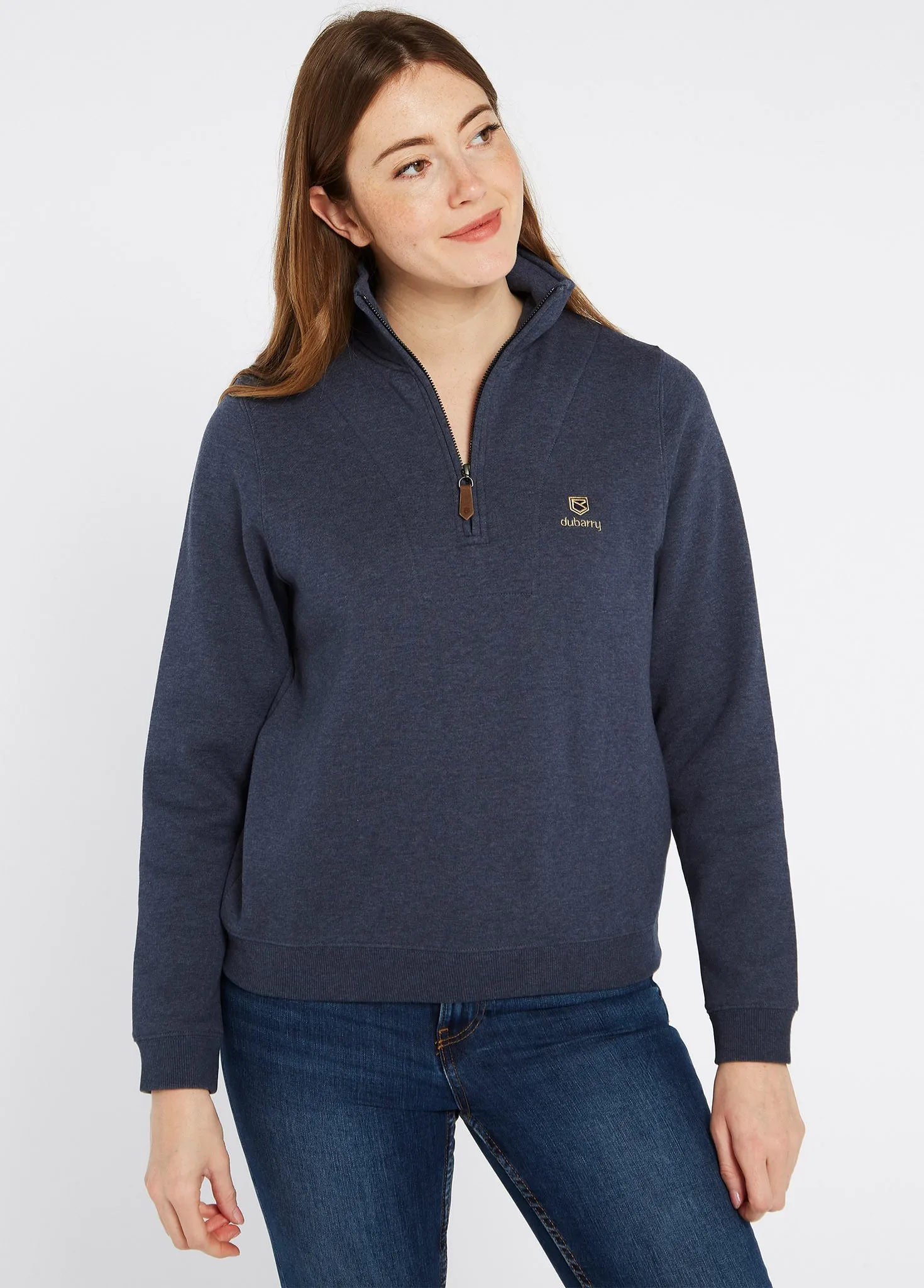 Daywear Fit Light Warmth Castlemartyr Women's Quarter Zip Sweatshirt - Denim