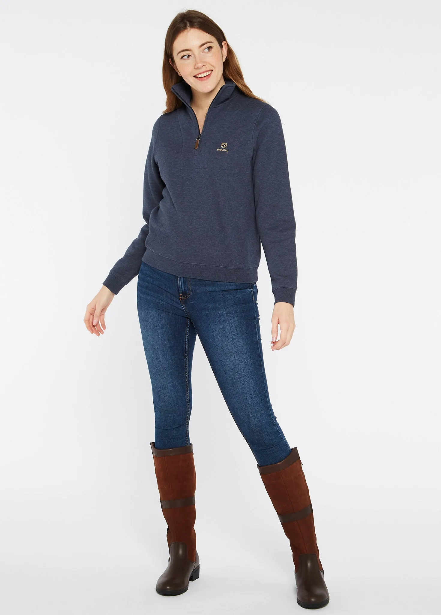 Castlemartyr Women's Quarter Zip Sweatshirt - Denim Relaxed Trend