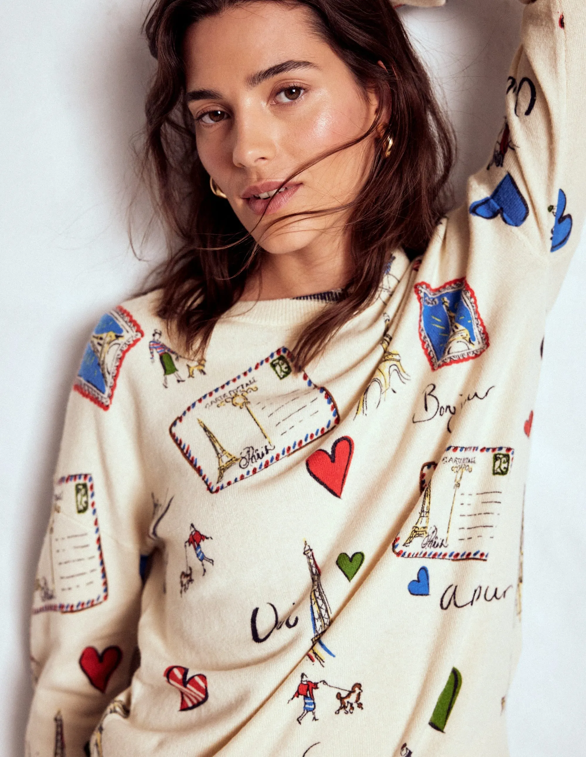 Natasha Novelty Jumper-Ivory, Postcard from Paris Anti Pilling Workday Fit