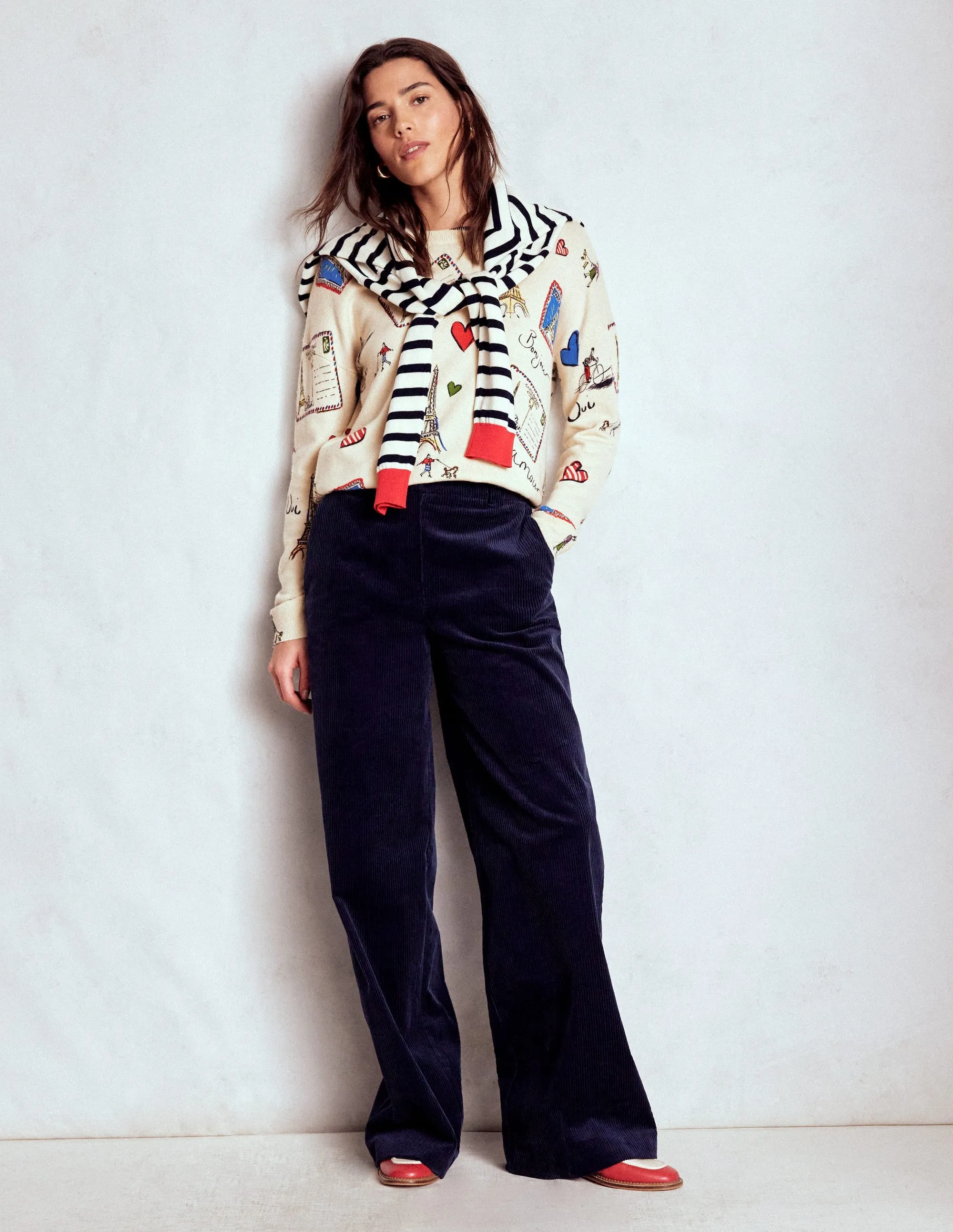 Natasha Novelty Jumper-Ivory, Postcard from Paris Lightweight Material