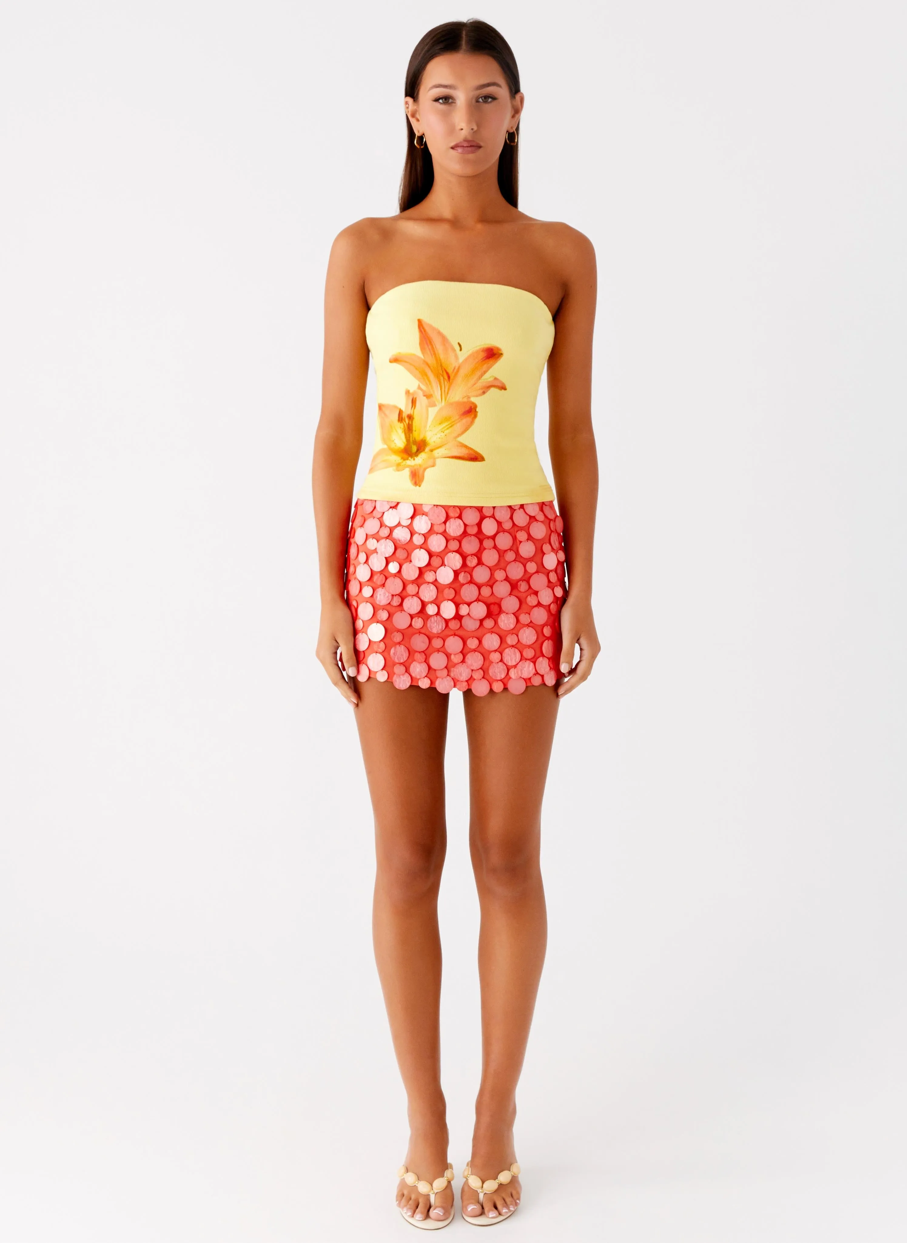 Crisp Look Cold Casual Outfit Danta Strapless Top - Yellow